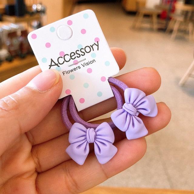 2PCS New Cute Princess Bowknot Headwear Kids Elastic Hair Bands Children Ropes Girls Cartoon Accessories Baby Headdress Gorgeous Hair Accessories For Women Stevvex
