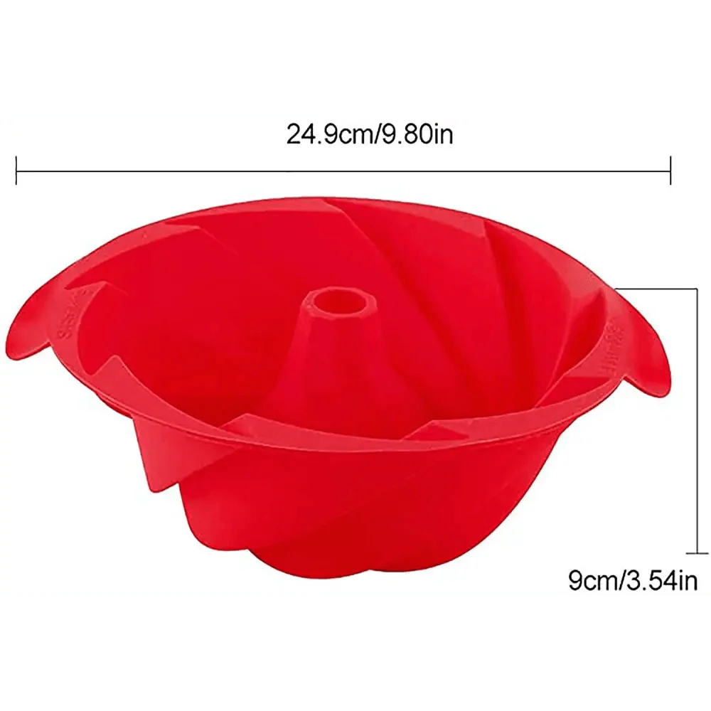 2PCS New Luxury Large Spiral shape silicone Bundt Cake Pan 10- inch, Bread Bakeware Mold baking Tools Cyclone Shape Cake Mould  Baking Tool Stevvex
