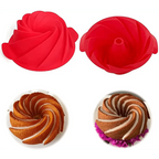 2PCS New Luxury Large Spiral shape silicone Bundt Cake Pan 10- inch, Bread Bakeware Mold baking Tools Cyclone Shape Cake Mould  Baking Tool Stevvex