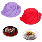 2PCS New Luxury Large Spiral shape silicone Bundt Cake Pan 10- inch, Bread Bakeware Mold baking Tools Cyclone Shape Cake Mould  Baking Tool Stevvex