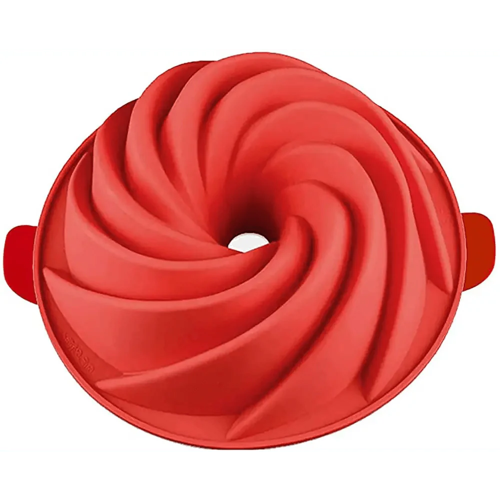 2PCS New Luxury Large Spiral shape silicone Bundt Cake Pan 10- inch, Bread Bakeware Mold baking Tools Cyclone Shape Cake Mould  Baking Tool Stevvex