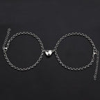 2pcs /pair Magnet Attraction Stainless Steel Pendant Couple Bracelets Jewelry Titanium Steel Chain Bracelet Couples Bracelets For Women Men Stainless Steel Heart Magnet Bracelets For Couples