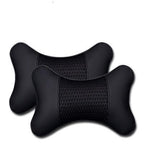 2Pcs PU Leather Knitted Car Pillows Headrest Neck Rest Cushion Support Seat Accessories Auto Black Safety Pillow Universal Decor Car Neck Pillows Headrest Relief Filled Fiber Universal Car Pillow Both Side Pu Leather  Pack Headrest For Car Neck Pillow Stevvex