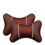 2Pcs PU Leather Knitted Car Pillows Headrest Neck Rest Cushion Support Seat Accessories Auto Black Safety Pillow Universal Decor Car Neck Pillows Headrest Relief Filled Fiber Universal Car Pillow Both Side Pu Leather  Pack Headrest For Car Neck Pillow Stevvex