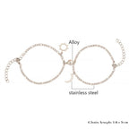 2pcs / Set Elegant Stainless Steel Sun Moon Couple Bracelet Magnet Attracts Jewelry Magnetic Couple Bracelets Set Sliver Chain Bracelet Luxury Heart Bracelet Promise Couples Bracelets For Women Men