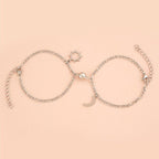 2pcs / Set Elegant Stainless Steel Sun Moon Couple Bracelet Magnet Attracts Jewelry Magnetic Couple Bracelets Set Sliver Chain Bracelet Luxury Heart Bracelet Promise Couples Bracelets For Women Men