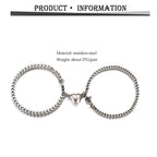 2pcs / Set Heart Charm Magnet Attracts Couple Bracelet Fashion Stainless Steel Chain Couple Attracting Bracelets For Men Women Silver Gold Chain Bracelets Magnet Hearts Attracting Each Other Bracelet