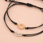 2pcs / Set Minimalist Sun Moon Charm Couple Bracelet Card Love Jewelry Gift Adjustable Braided Rope Bracelets Pinky Pomise Matching Relationship Bracelets For Best Friends Couple Stevvex