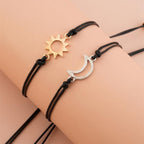 2pcs / Set Minimalist Sun Moon Charm Couple Bracelet Card Love Jewelry Gift Adjustable Braided Rope Bracelets Pinky Pomise Matching Relationship Bracelets For Best Friends Couple Stevvex