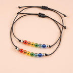 2Pcs/ Set Rainbow Bracelet Rainbow Rope Jewelry Women Men Modern Adjustable Bracelet Gift Couple Cord Bracelets Rainbow Friendship Bracelets Relationship Connection Bracelet For Women