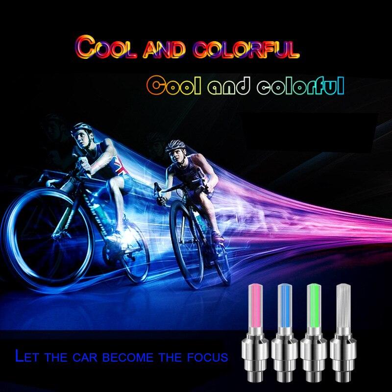 2PCS Ultralight Bike Valve Cap Light Road Bike LED Light Tire Valve Caps Wheel Spokes Light Bike Flash Tyre Wheel Cap Lights Bike Valve Neon Lights Colorful Night LED Tire Lights Stevvex