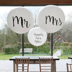 2pcs/lot Good Quality 36inch Round White and black Print Mr&Mrs Latex Balloons For Happy Wedding And  Valentine's Day Stevvex