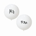 2pcs/lot Good Quality 36inch Round White and black Print Mr&Mrs Latex Balloons For Happy Wedding And  Valentine's Day Stevvex