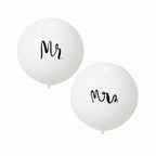 2pcs/lot Good Quality 36inch Round White and black Print Mr&Mrs Latex Balloons For Happy Wedding And  Valentine's Day Stevvex