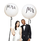 2pcs/lot Good Quality 36inch Round White and black Print Mr&Mrs Latex Balloons For Happy Wedding And  Valentine's Day Stevvex