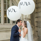 2pcs/lot Good Quality 36inch Round White and black Print Mr&Mrs Latex Balloons For Happy Wedding And  Valentine's Day Stevvex