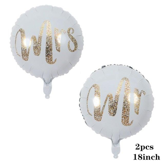 2pcs/lot Good Quality 36inch Round White and black Print Mr&Mrs Latex Balloons For Happy Wedding And  Valentine's Day Stevvex