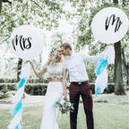 2pcs/lot Good Quality 36inch Round White and black Print Mr&Mrs Latex Balloons For Happy Wedding And  Valentine's Day Stevvex