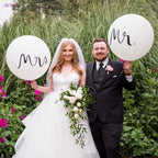 2pcs/lot Good Quality 36inch Round White and black Print Mr&Mrs Latex Balloons For Happy Wedding And  Valentine's Day Stevvex