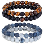 2pcs/set 7 Style Couples Distance Bracelet Natural Stone Yoga Beaded Bracelet For Men Women Friend Gift Charm Natural Beaded Bracelets For Women Tiny Crushed Stone Natural Stone Charm Bracelet