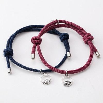 2PCS/Set Alloy Couple Magnetic Attraction Ball Creative Bracelet Stainless Steel Friendship Rope Mutual Attraction Bracelets Vows Of Eternal Love Jewelry Gifts For Boyfriend Girlfriend Best Friend Stevvex