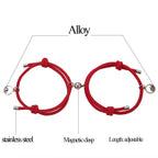 2PCS/Set Alloy Couple Magnetic Attraction Ball Creative Bracelet Stainless Steel Friendship Rope Mutual Attraction Bracelets Vows Of Eternal Love Jewelry Gifts For Boyfriend Girlfriend Best Friend Stevvex