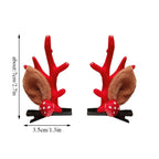 2pcs/set Christmas Hair Clips For Girls Cute Deer Ear Hairpins Hairgrips Kids Christmas Antler Hairpin Barrette Fashion Hair Accessories For Women