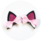 2pcs/Set Cute Hair Clips For Girls Glitter Rainbow Felt Fabric Flowers Hairpins Cat Ears Bunny Barrettes Kids Hair Accessories for Halloween Parties Cosplay for Girls