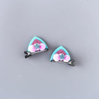 2pcs/Set Cute Hair Clips For Girls Glitter Rainbow Felt Fabric Flowers Hairpins Cat Ears Bunny Barrettes Kids Hair Accessories for Halloween Parties Cosplay for Girls