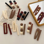 2pcs/Set Fashion Hair Clips Hairpin Geometric Korean Hairgrip Oval Square Hair Barrette Women Headband Gorgeous Hair Accessories For Women