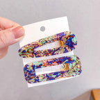 2PCS/Set Fashion WomenElegant Acrylic Geometric Hairpin Sweet Girl Hair Clip Marble Textured Barrettes Headband Gorgeous Hair Accessories For Women Stevvex