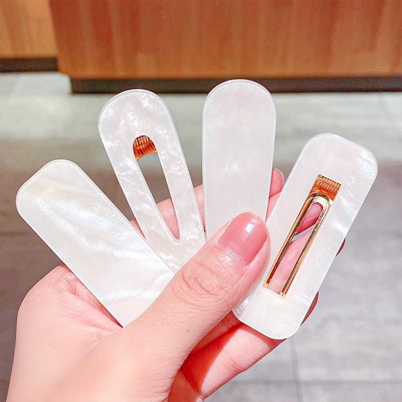 2PCS/Set Fashion WomenElegant Acrylic Geometric Hairpin Sweet Girl Hair Clip Marble Textured Barrettes Headband Gorgeous Hair Accessories For Women Stevvex