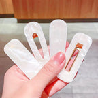 2PCS/Set Fashion WomenElegant Acrylic Geometric Hairpin Sweet Girl Hair Clip Marble Textured Barrettes Headband Gorgeous Hair Accessories For Women Stevvex
