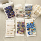 2PCS/Set Fashion WomenElegant Acrylic Geometric Hairpin Sweet Girl Hair Clip Marble Textured Barrettes Headband Gorgeous Hair Accessories For Women Stevvex