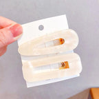 2PCS/Set Fashion WomenElegant Acrylic Geometric Hairpin Sweet Girl Hair Clip Marble Textured Barrettes Headband Gorgeous Hair Accessories For Women Stevvex