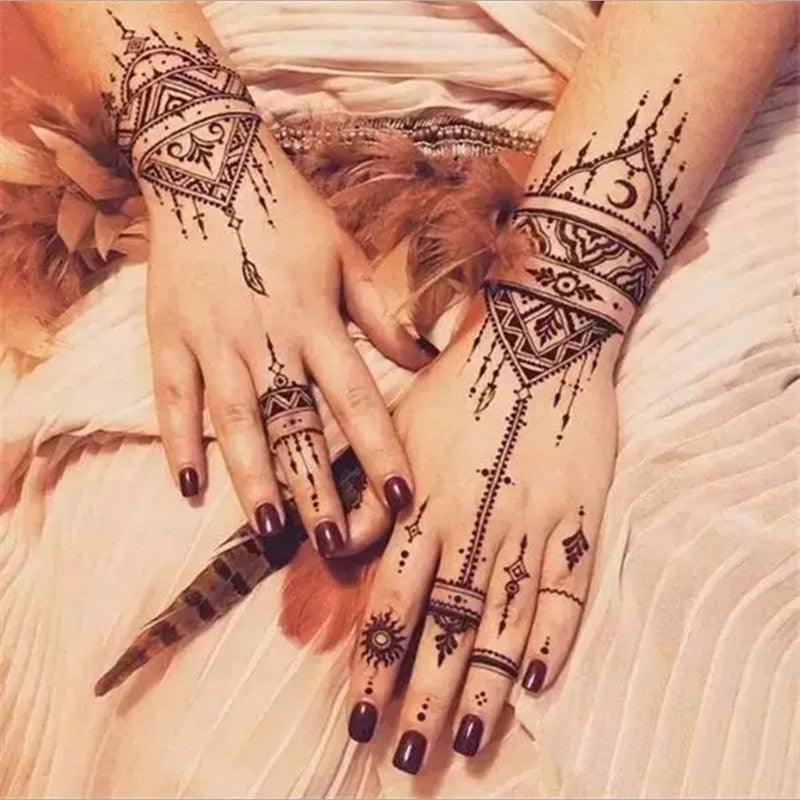 2Pcs/Set Temporary Womens Tattoo 25 Luxury Designs Body Art Waterproof Tattoo For Hands Wedding Party Stevvex