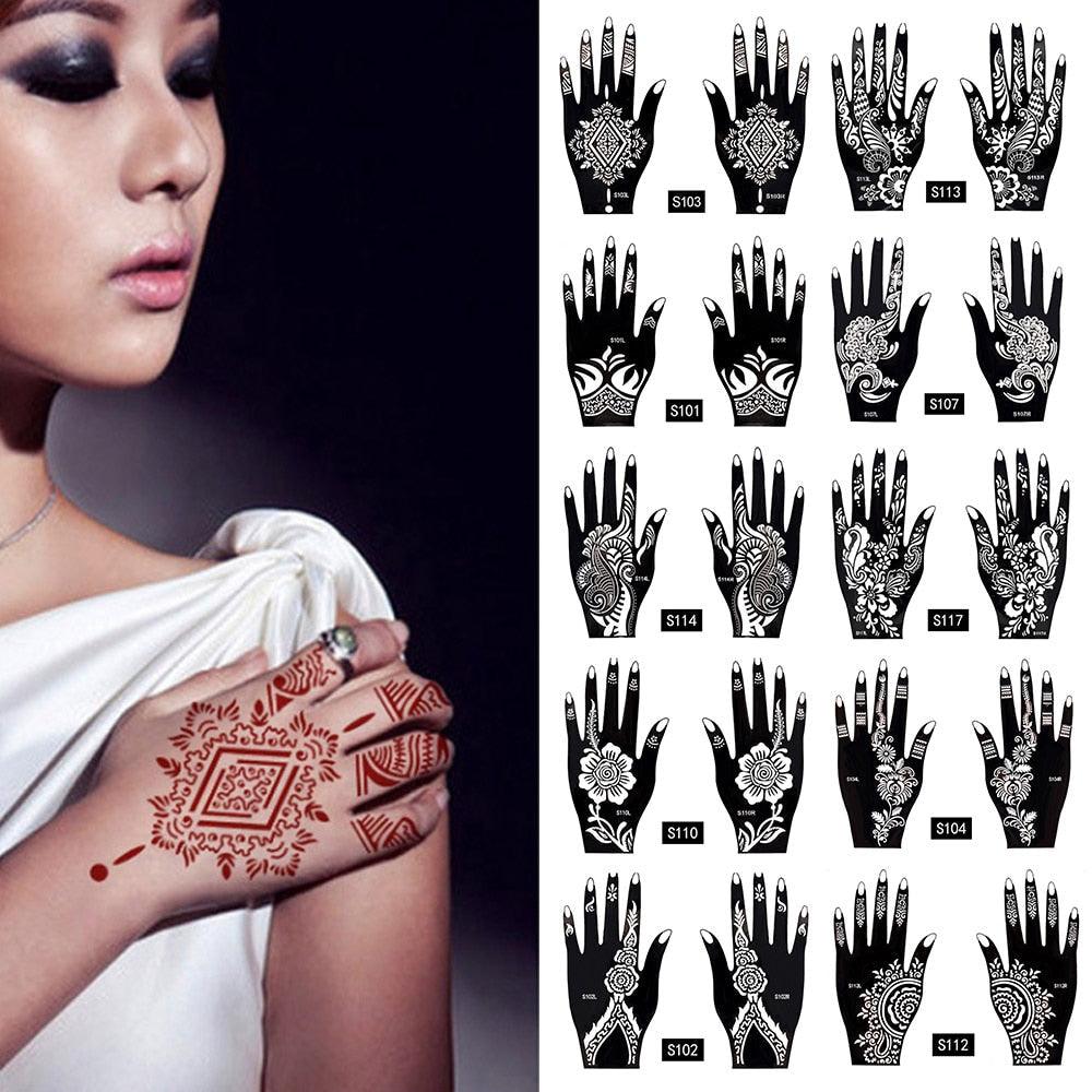 2Pcs/Set Temporary Womens Tattoo 25 Luxury Designs Body Art Waterproof Tattoo For Hands Wedding Party Stevvex