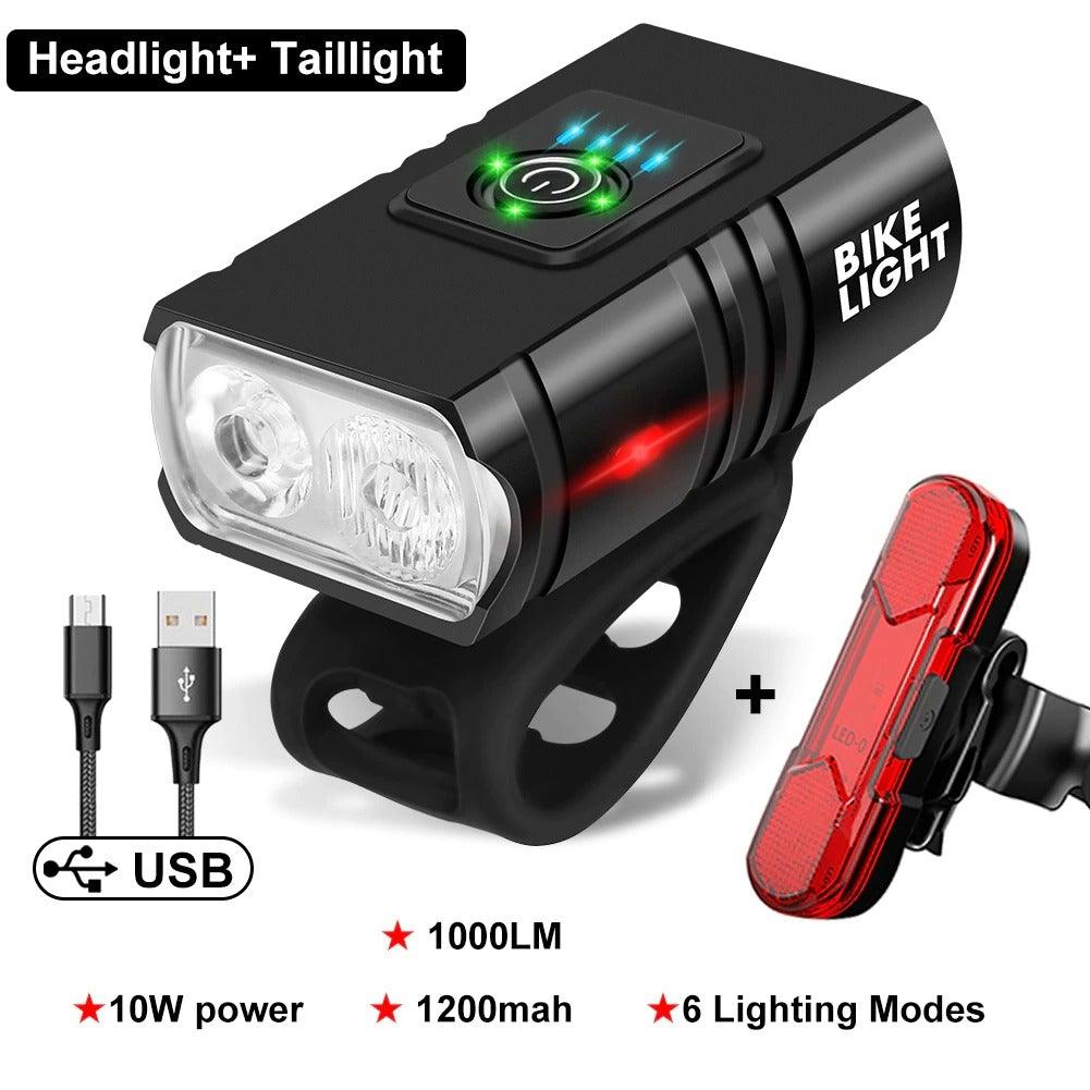 2PCS LED Bike Light Bicycle Front Rear lights USB Charge Headlight Cycling Taillight Bicycle Super Bright Front And Back Bicycle Lights USB Rechargeable Durable Waterproof Mountain Helmet Road Night Riding For Bike Stevvex