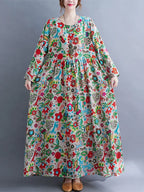 Floral Print Long Sleeve Dresses Pi-Mart