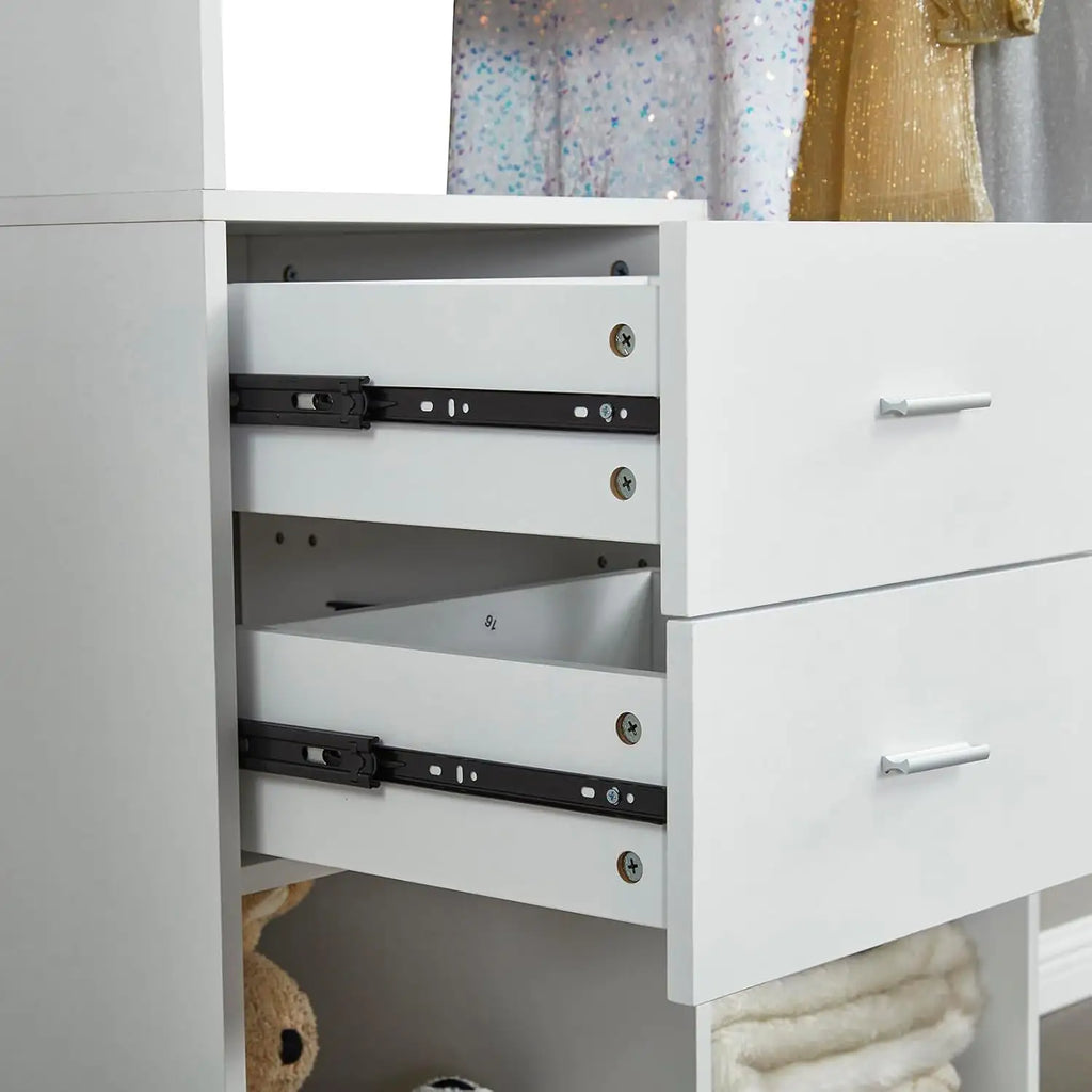 302 Freestanding Closet System 71"H Closet System with Drawers, Wooden Wardrobe Closet Organizer System with Closet Drawers, clothes organizer Clothing Racks for Hanging Clothes with Closet Shelves Wall Mounted, White Pi-Mart