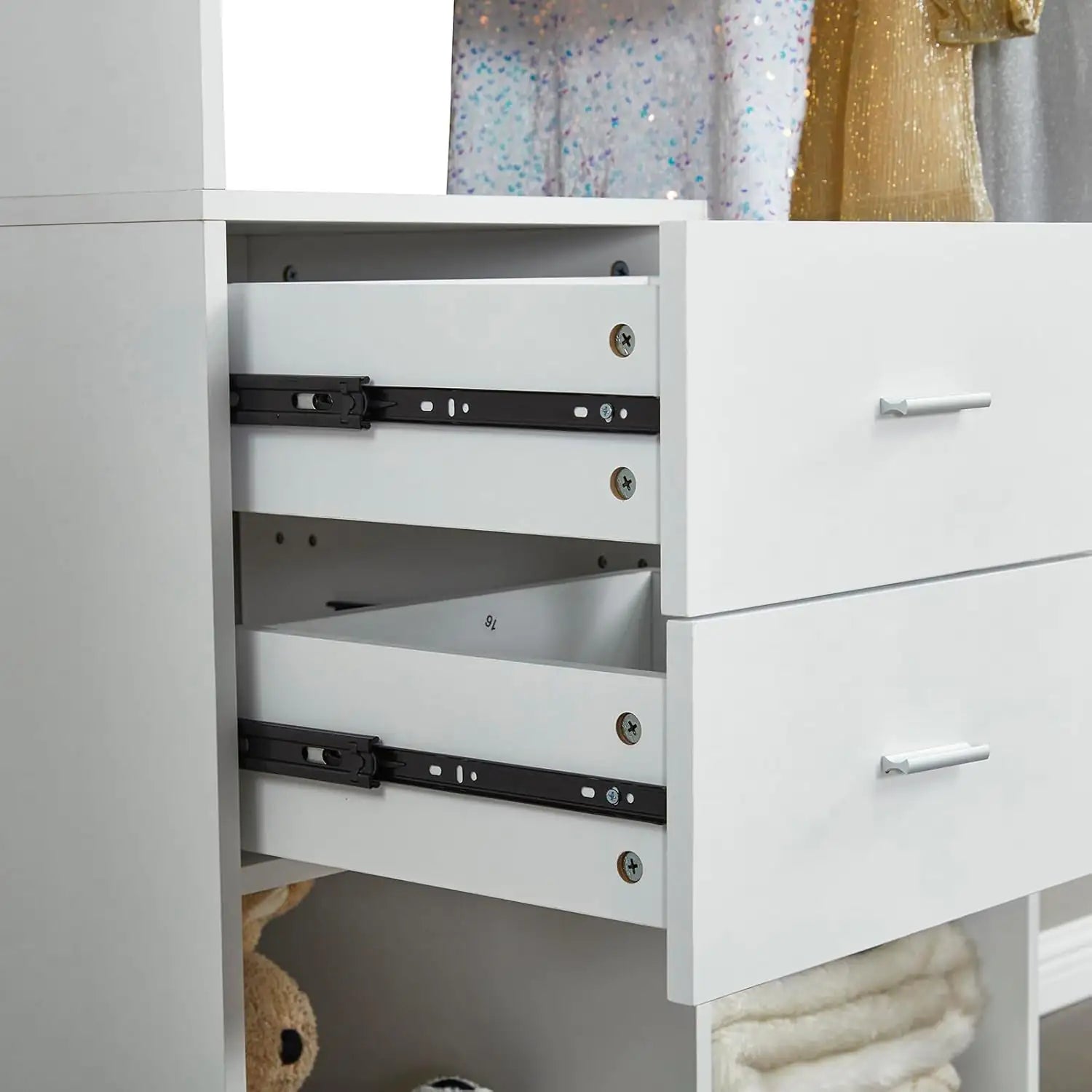 302 Freestanding Closet System 71"H Closet System with Drawers, Wooden Wardrobe Closet Organizer System with Closet Drawers, clothes organizer Clothing Racks for Hanging Clothes with Closet Shelves Wall Mounted, White Pi-Mart