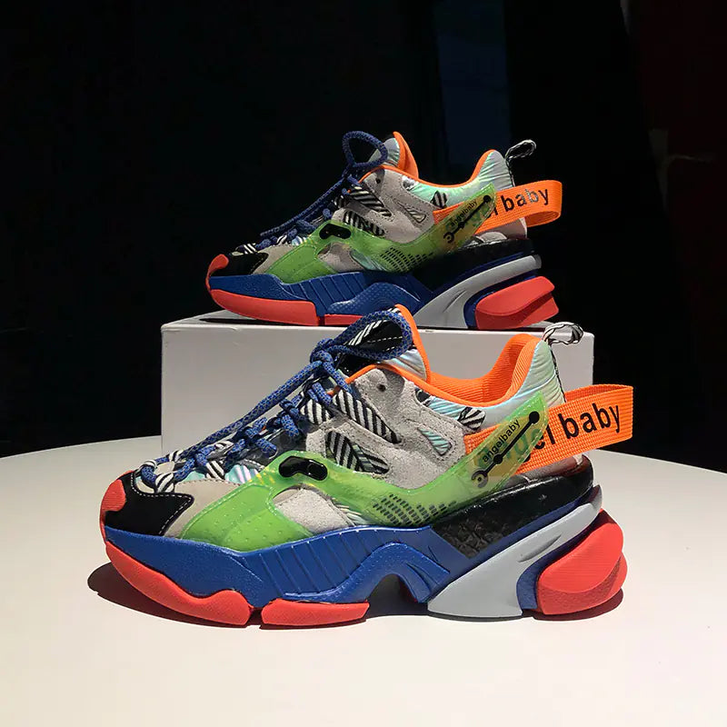Trendy Color Block Platform Sneakers for Women Pi-Mart