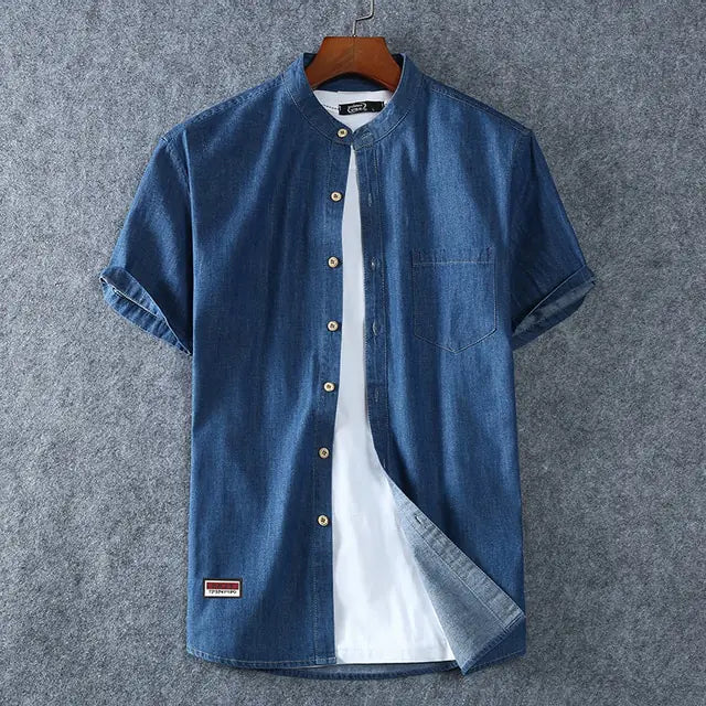 Plus Size Denim Shirt Men Pi-Mart