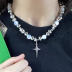 Punk Cross Star Pendant Necklaces Lootquake LLC