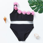 3-16Y Cartoon Two-piece Girls Swimwear Ruffle Swimsuit Bikini Set One Shoulder Beachwear Princess Two Piece Bathing Suit Children Swimwear Girls Swimsuit Bikini Set Stevvex