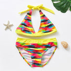 3-16Y Cartoon Two-piece Girls Swimwear Ruffle Swimsuit Bikini Set One Shoulder Beachwear Princess Two Piece Bathing Suit Children Swimwear Girls Swimsuit Bikini Set Stevvex