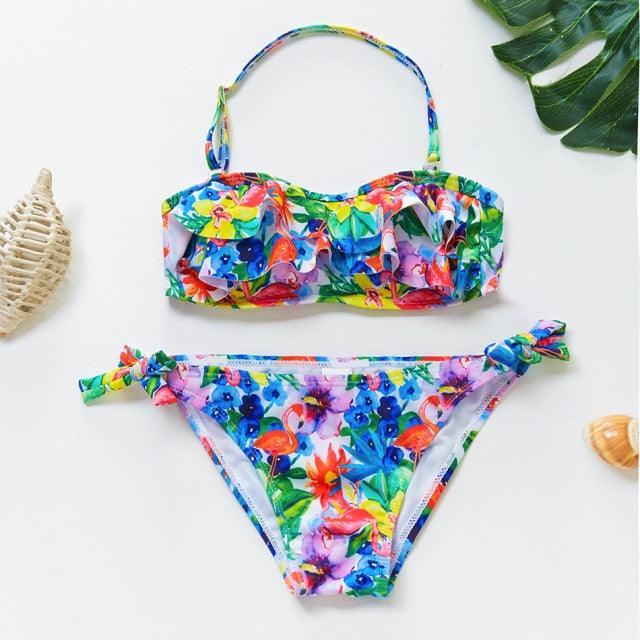 3-16Y Cartoon Two-piece Girls Swimwear Ruffle Swimsuit Bikini Set One Shoulder Beachwear Princess Two Piece Bathing Suit Children Swimwear Girls Swimsuit Bikini Set Stevvex