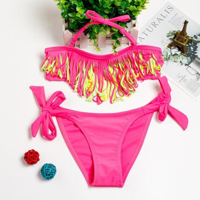 3-16Y Cartoon Two-piece Girls Swimwear Ruffle Swimsuit Bikini Set One Shoulder Beachwear Princess Two Piece Bathing Suit Children Swimwear Girls Swimsuit Bikini Set Stevvex