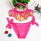 3-16Y Cartoon Two-piece Girls Swimwear Ruffle Swimsuit Bikini Set One Shoulder Beachwear Princess Two Piece Bathing Suit Children Swimwear Girls Swimsuit Bikini Set Stevvex