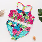 3-16Y Cartoon Two-piece Girls Swimwear Ruffle Swimsuit Bikini Set One Shoulder Beachwear Princess Two Piece Bathing Suit Children Swimwear Girls Swimsuit Bikini Set Stevvex